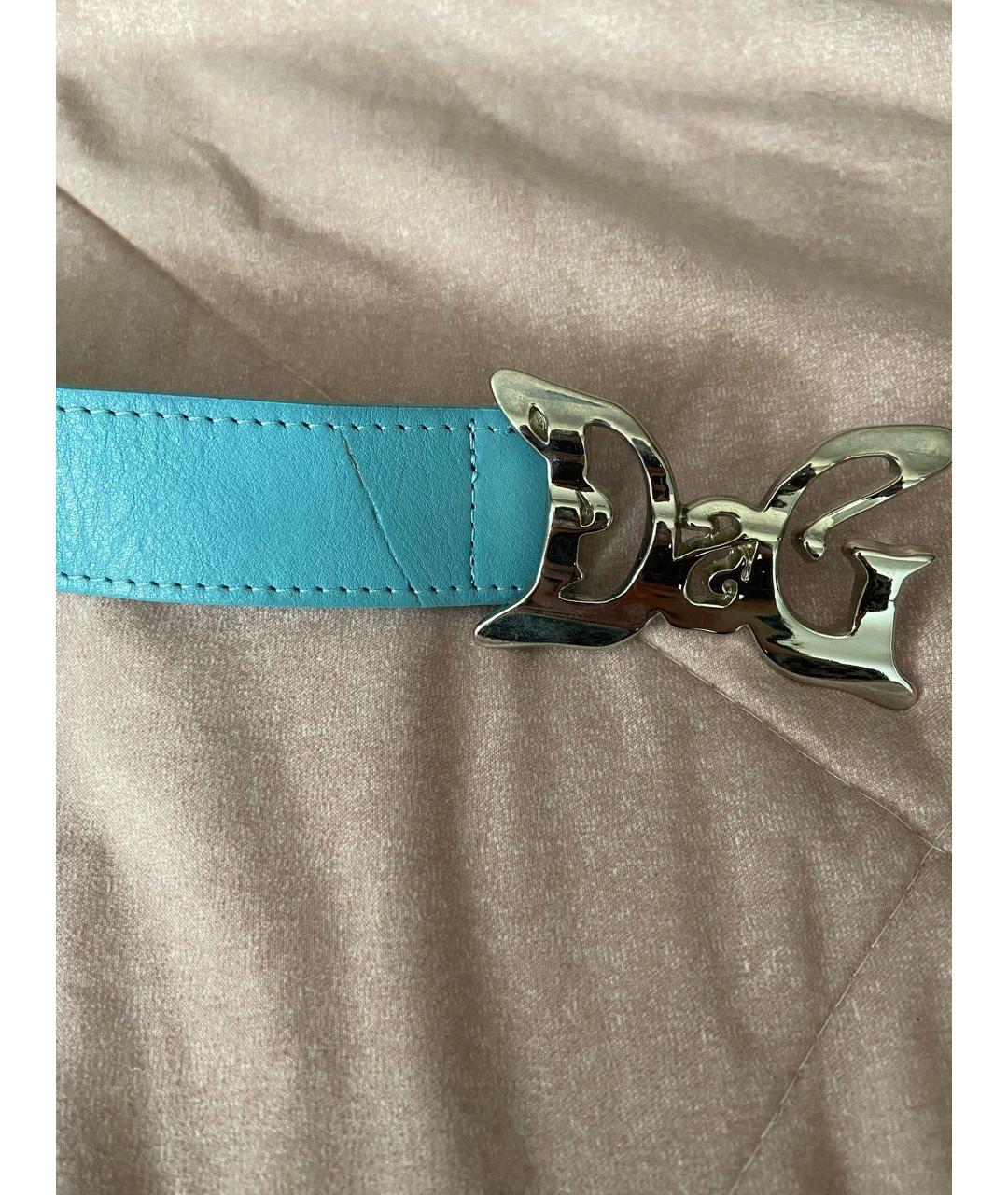 DOLCE&GABBANA Голубой кожаный ремень, фото 2