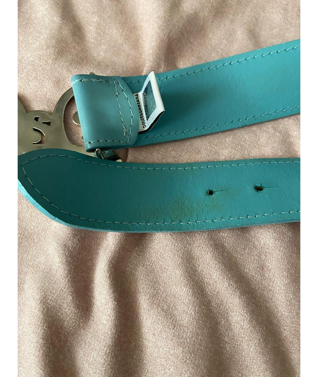 DOLCE&GABBANA Голубой кожаный ремень, фото 7
