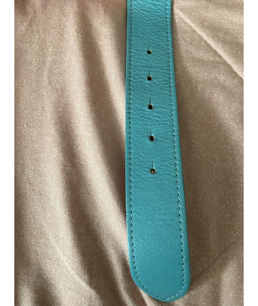 DOLCE&GABBANA Голубой кожаный ремень, фото 4