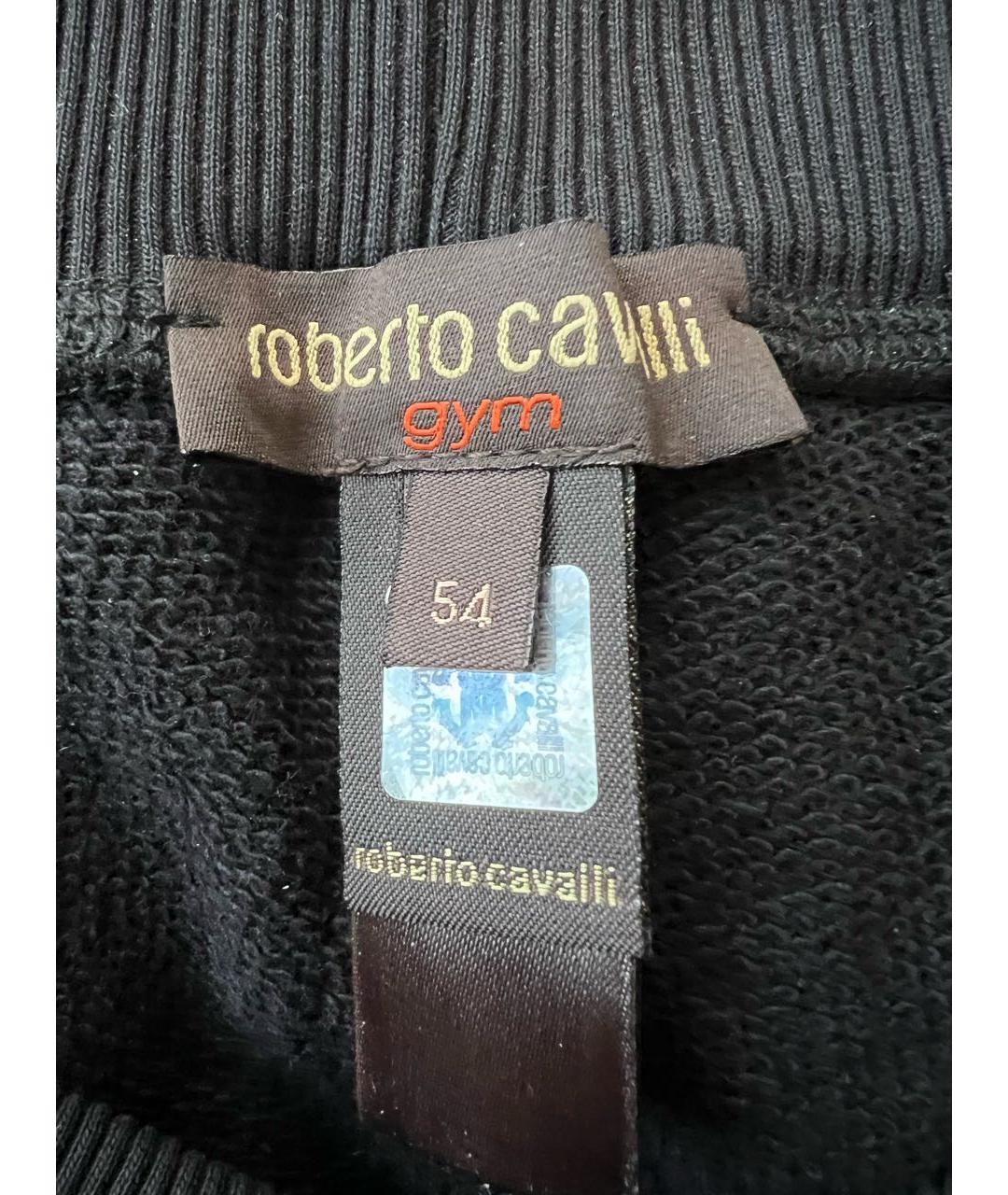 ROBERTO CAVALLI Черные хлопковые прямые брюки, фото 3