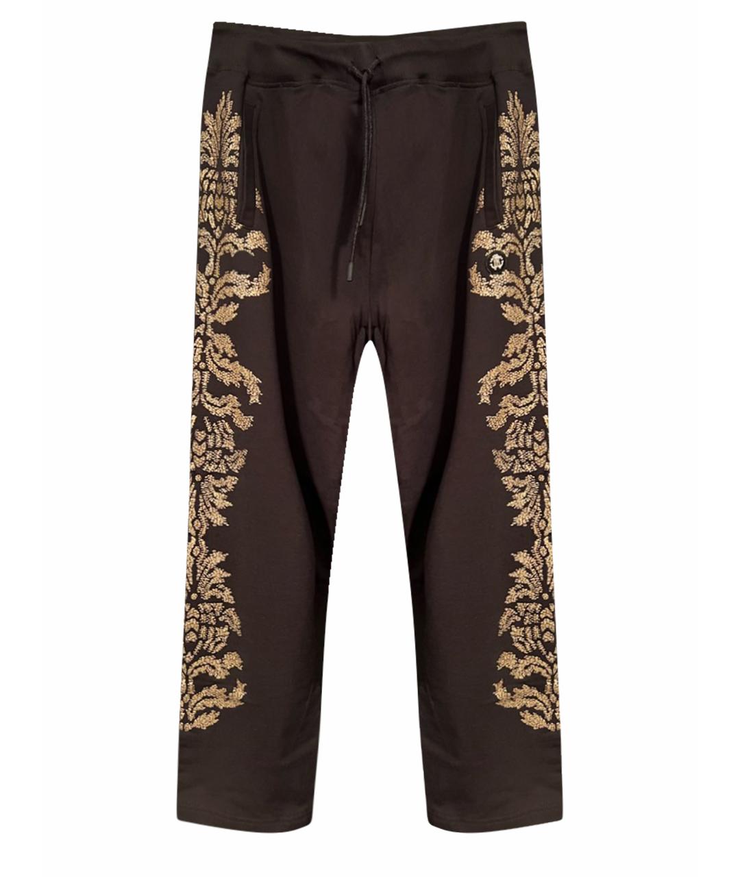 ROBERTO CAVALLI Черные хлопковые прямые брюки, фото 1