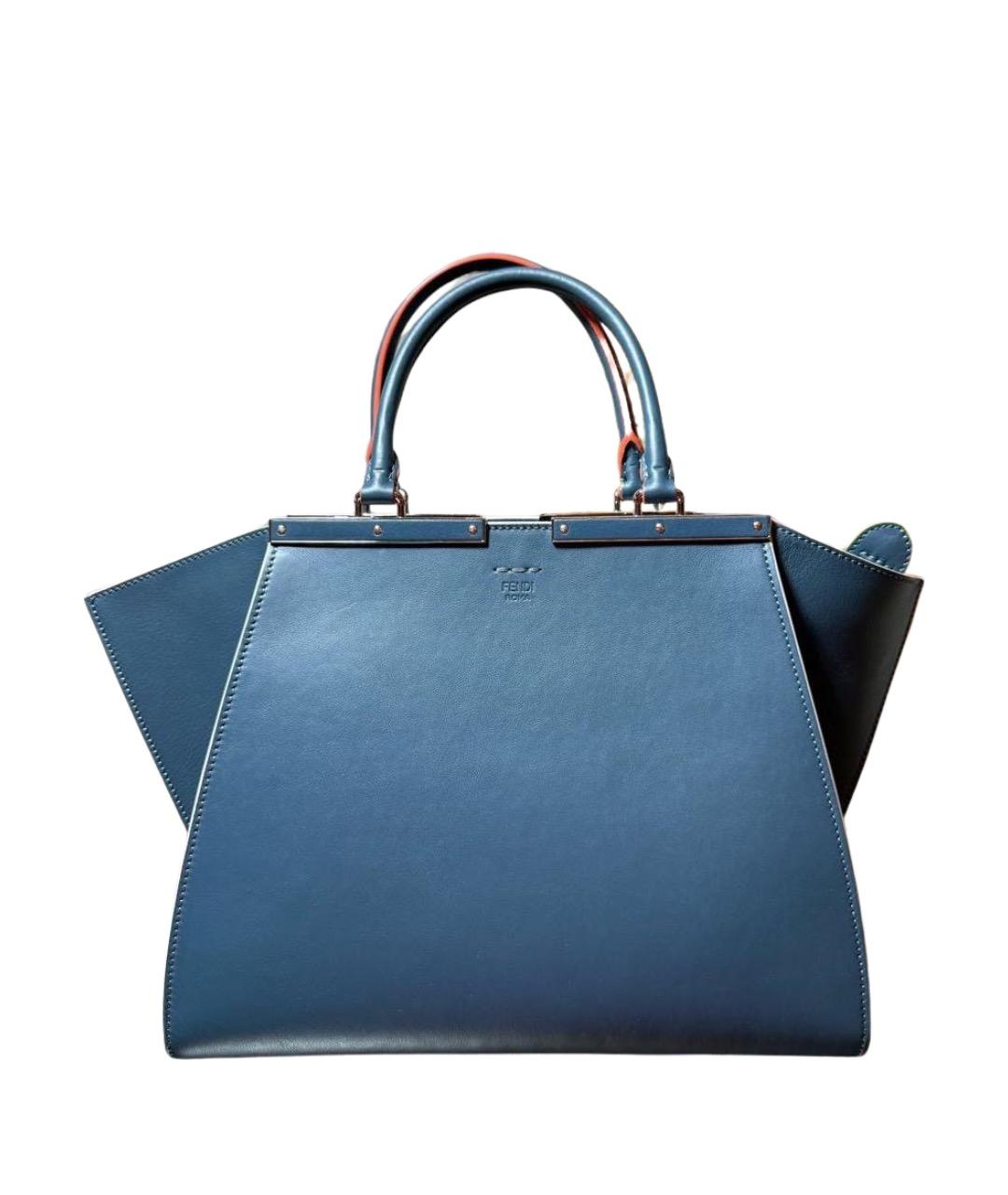 FENDI Синяя кожаная сумка тоут, фото 1