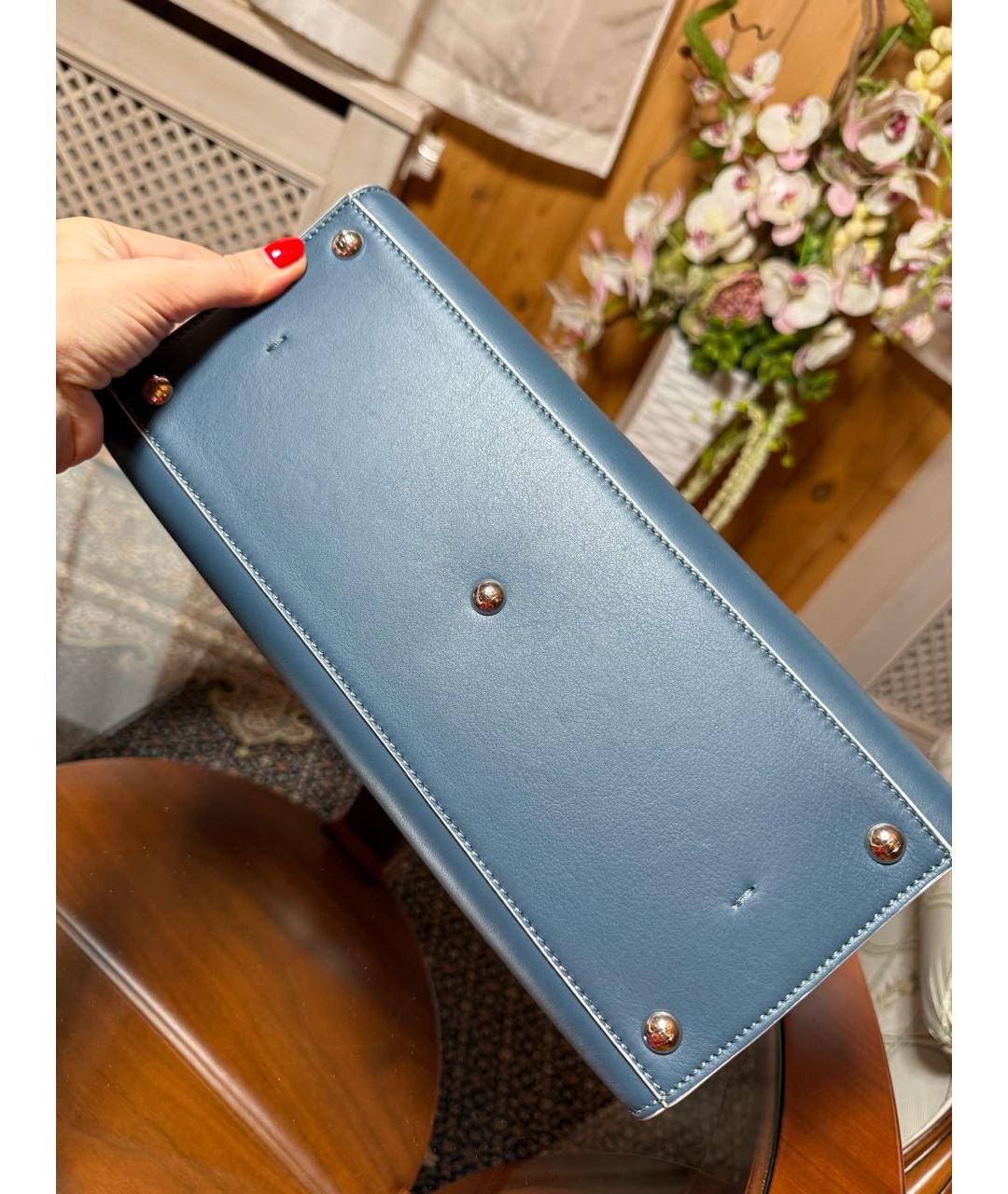FENDI Синяя кожаная сумка тоут, фото 6