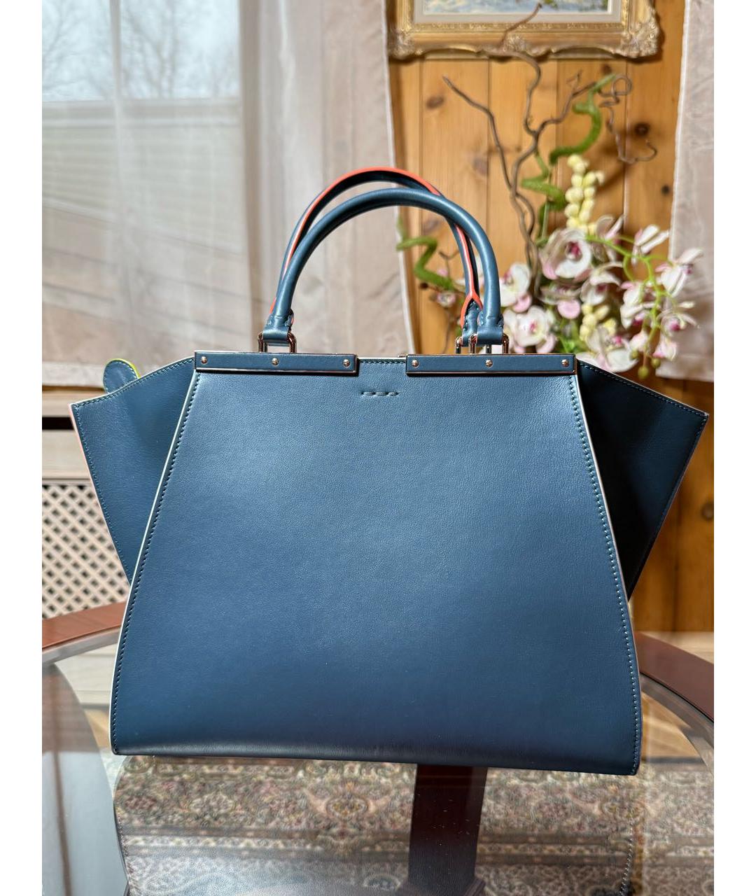 FENDI Синяя кожаная сумка тоут, фото 2