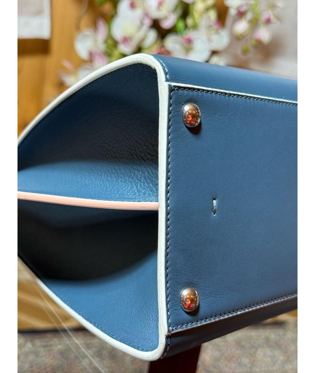 FENDI Синяя кожаная сумка тоут, фото 5