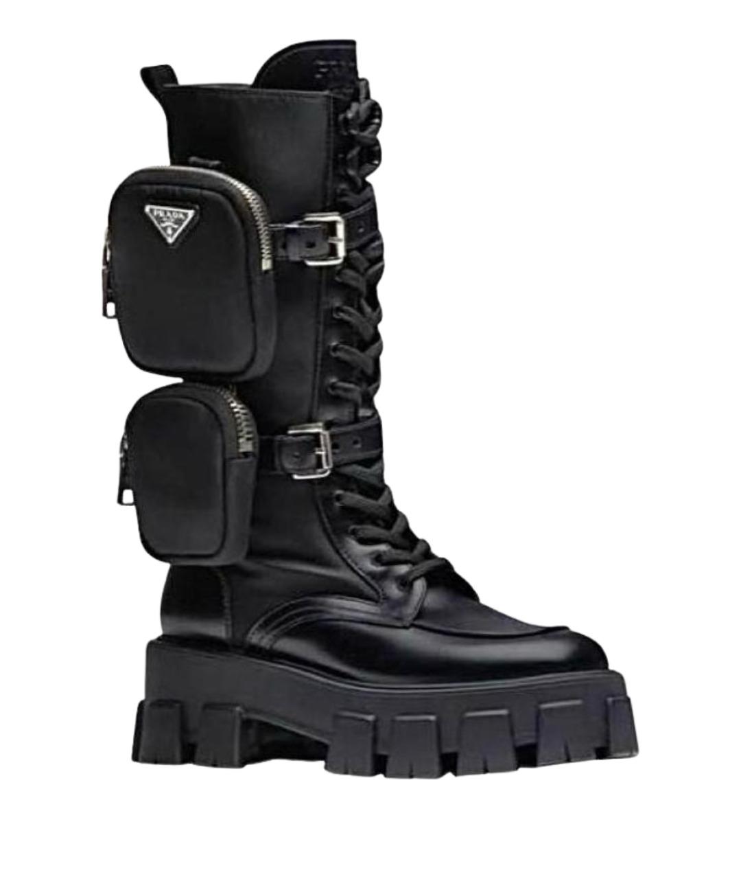 PRADA Черные кожаные ботинки, фото 1