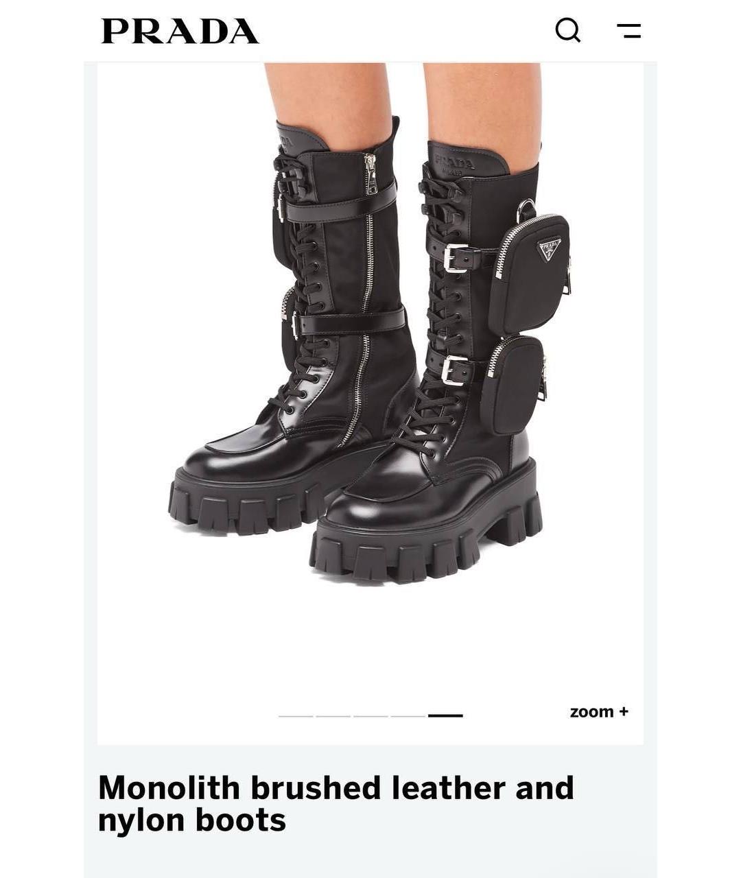 PRADA Черные кожаные ботинки, фото 2