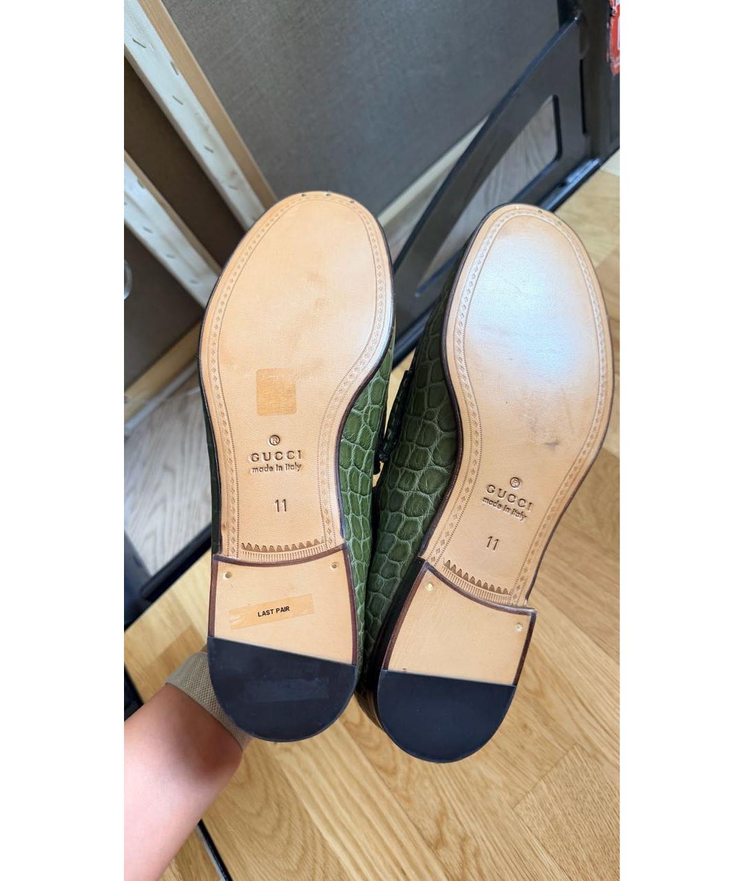 GUCCI Хаки лоферы, фото 5