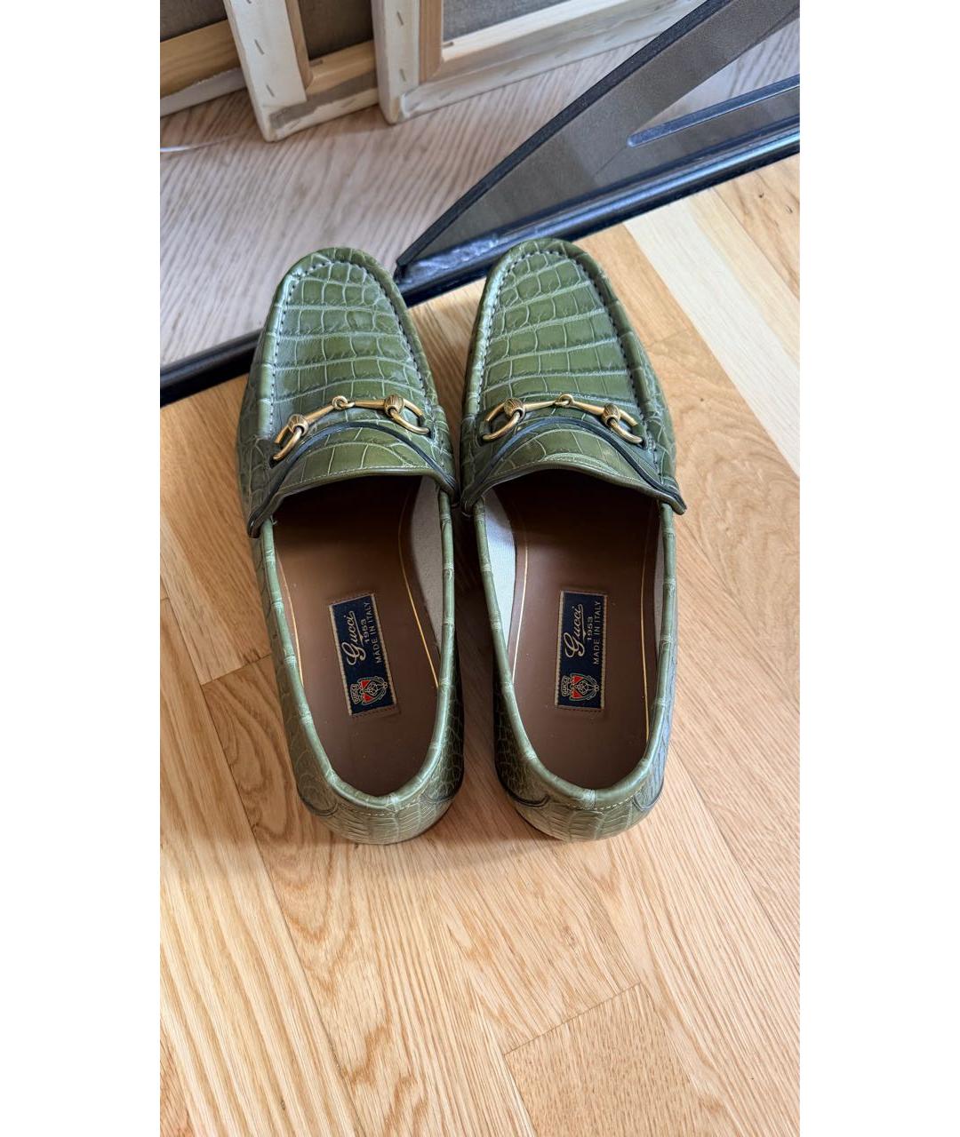 GUCCI Хаки лоферы, фото 3