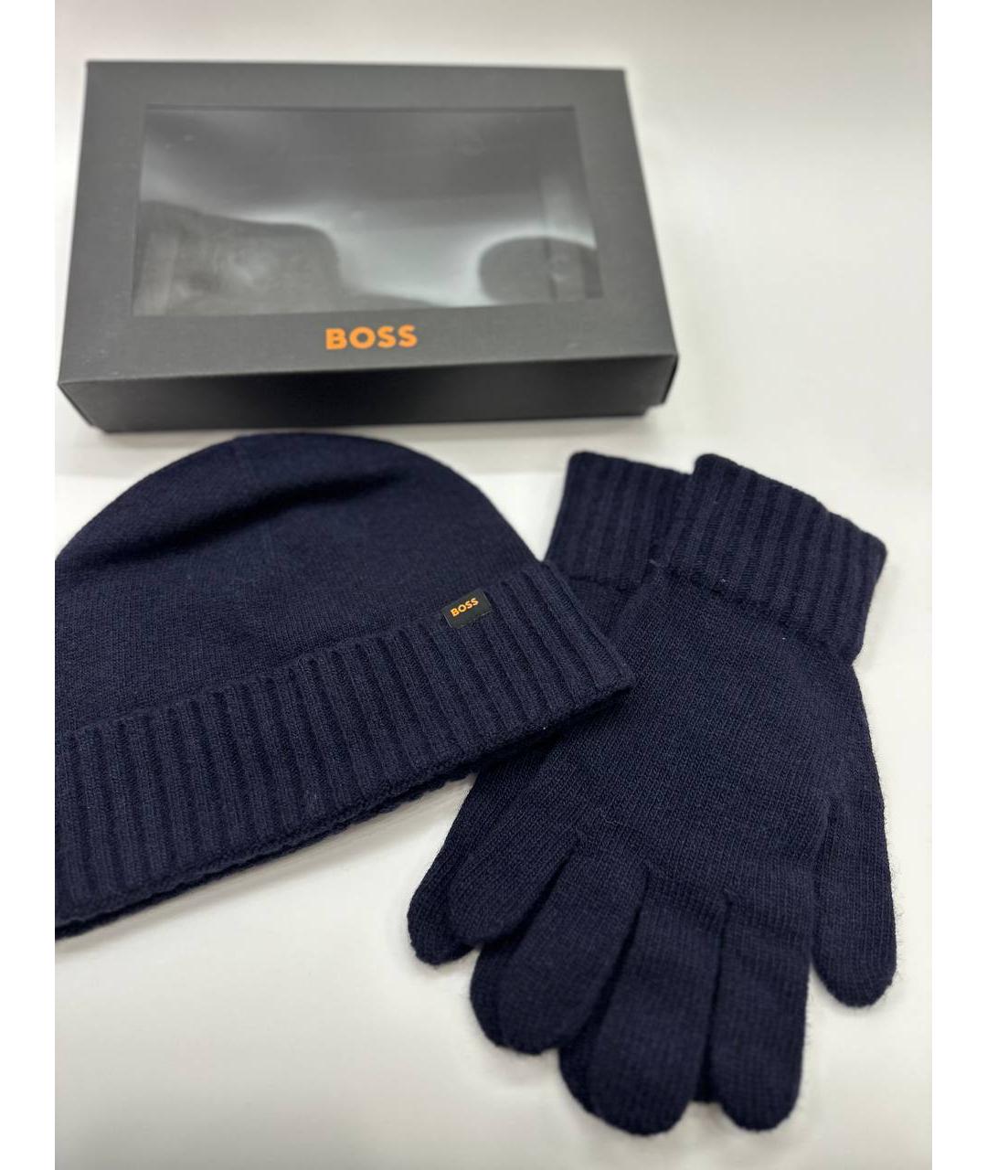 HUGO BOSS Темно-синяя шерстяная шапка, фото 7