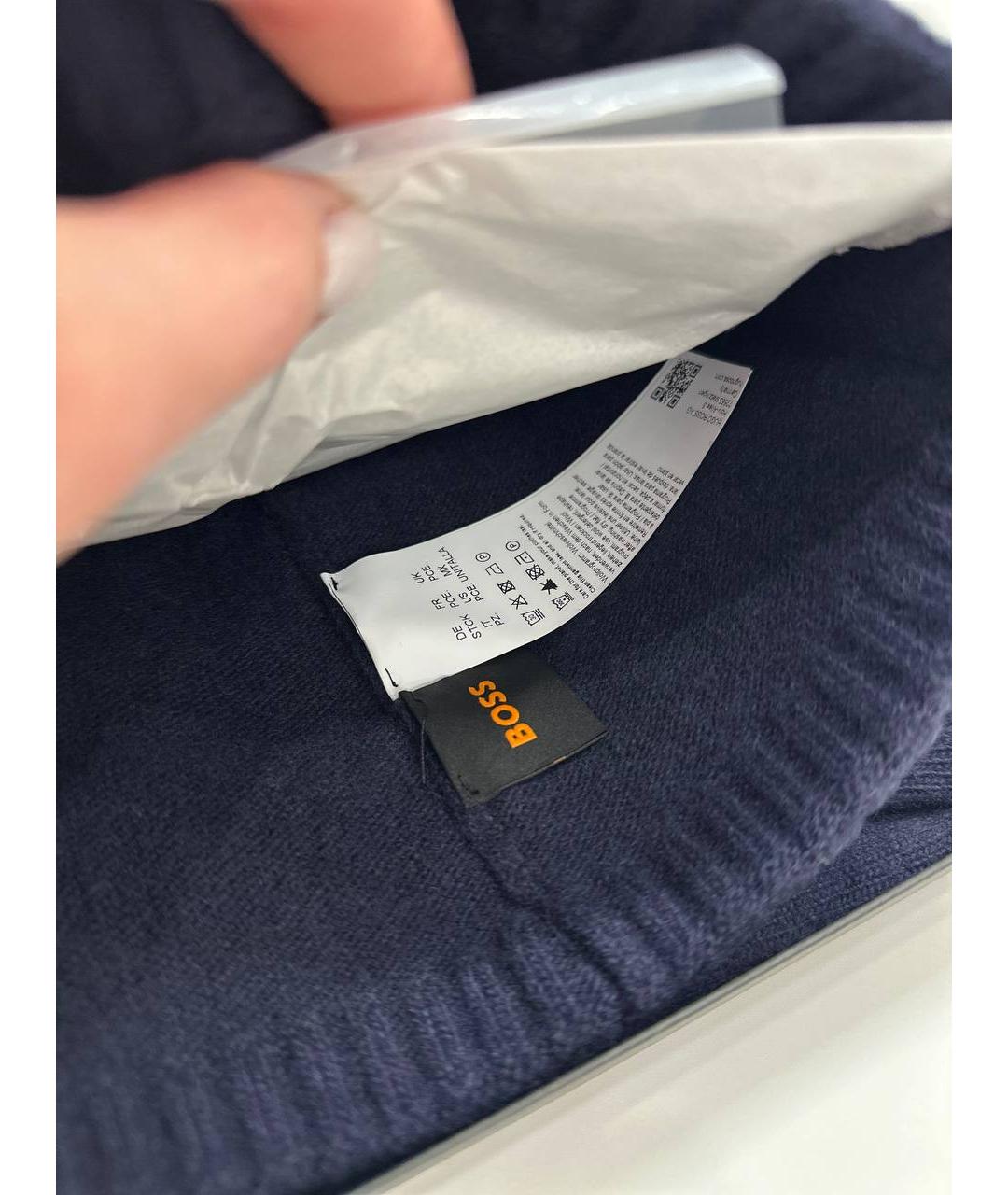 HUGO BOSS Темно-синяя шерстяная шапка, фото 6