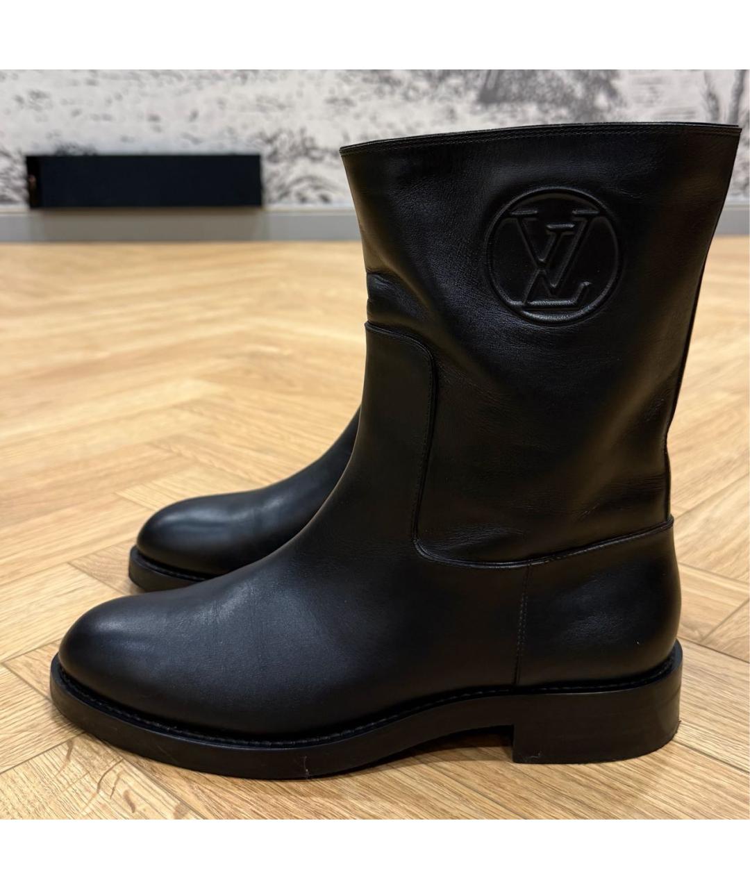 LOUIS VUITTON Черные кожаные сапоги, фото 2