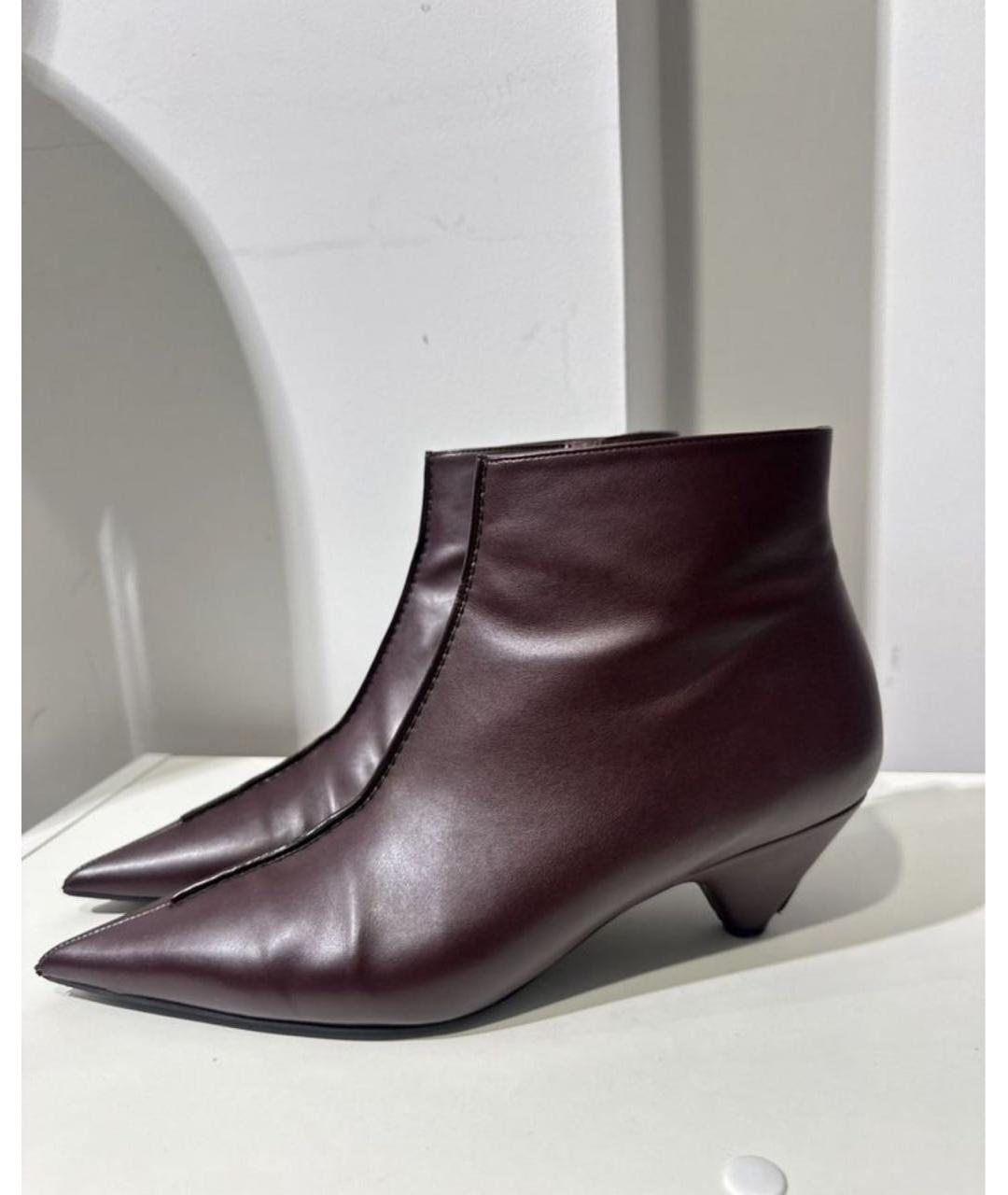 STELLA MCCARTNEY Бордовые кожаные ботильоны, фото 2