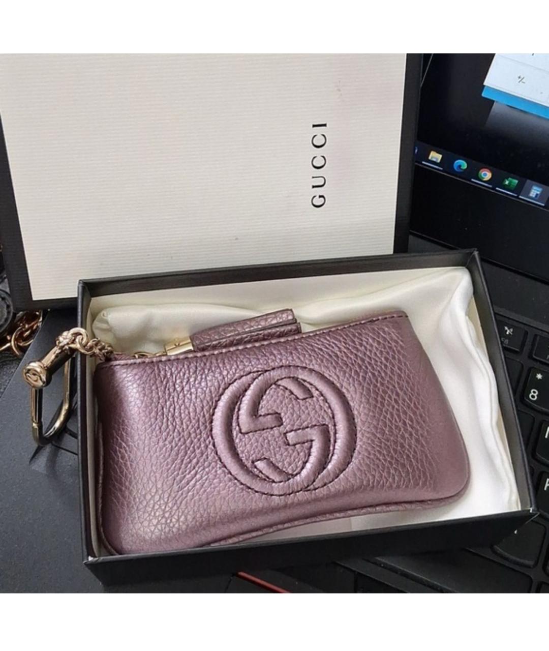 GUCCI Розовый кожаный кошелек, фото 8