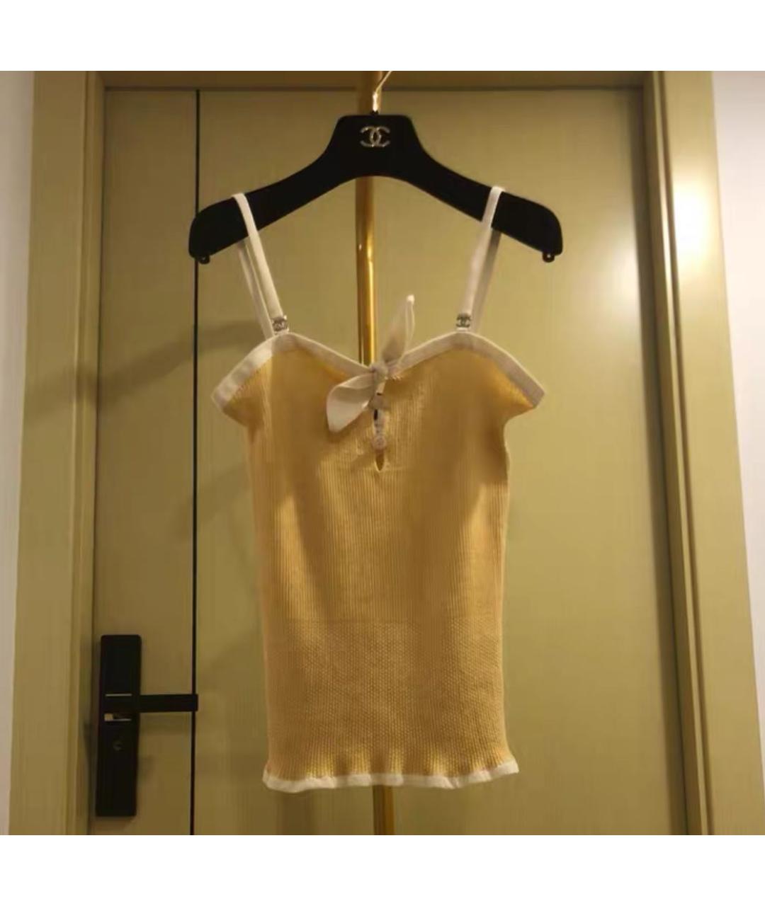 CHANEL Желтая хлопковая майка, фото 2