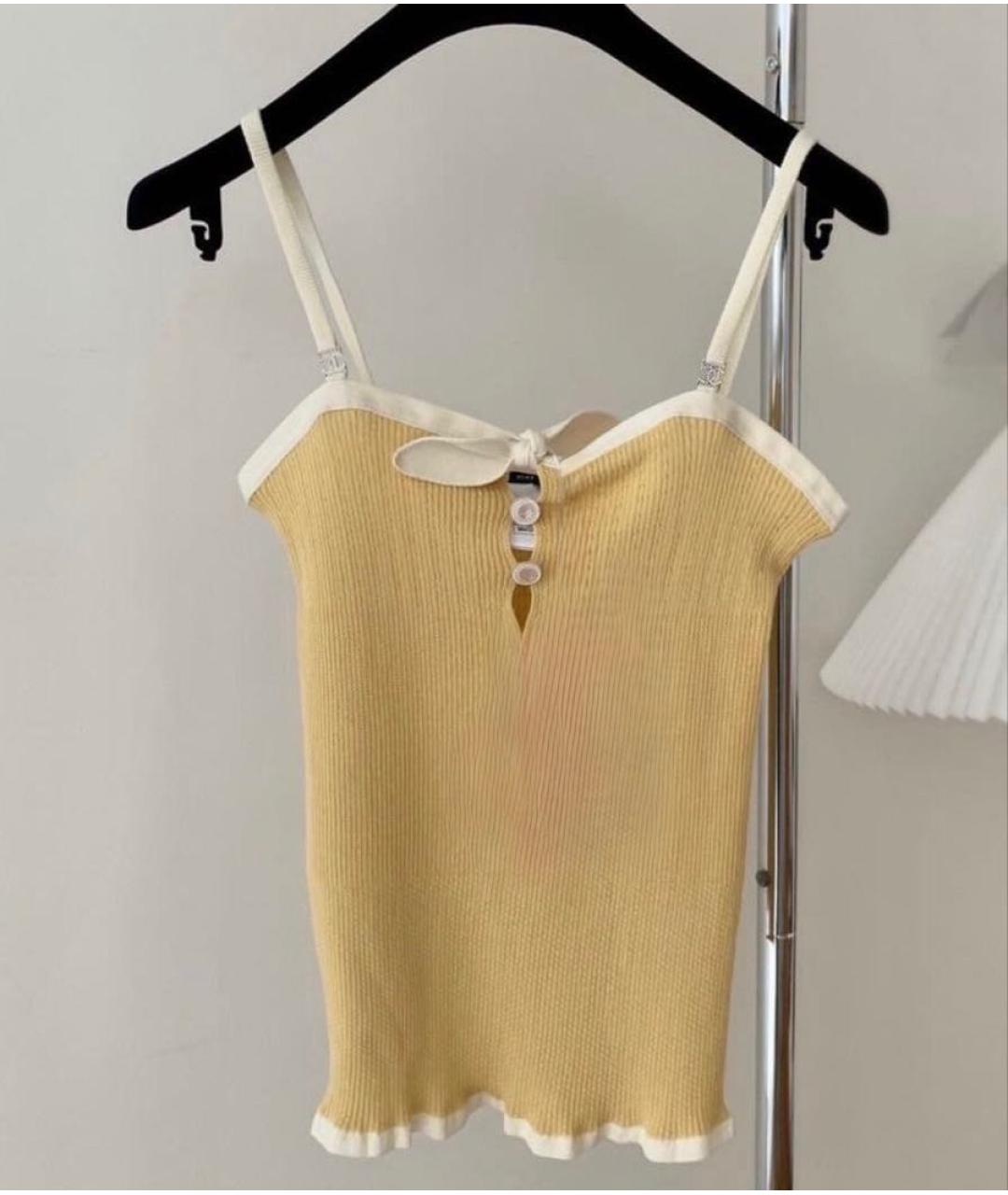 CHANEL Желтая хлопковая майка, фото 9