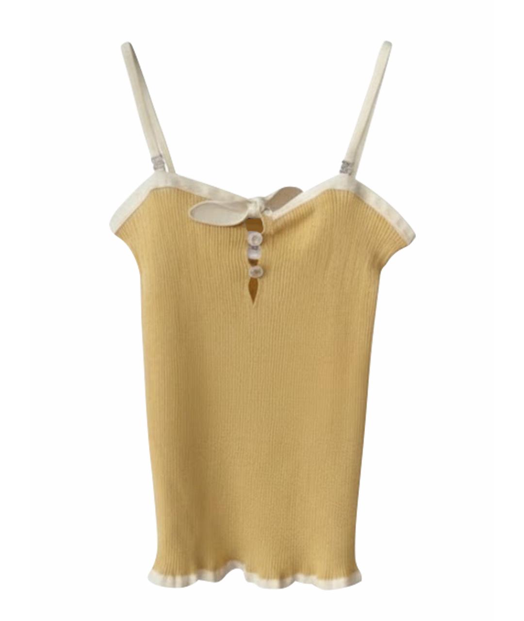 CHANEL Желтая хлопковая майка, фото 1