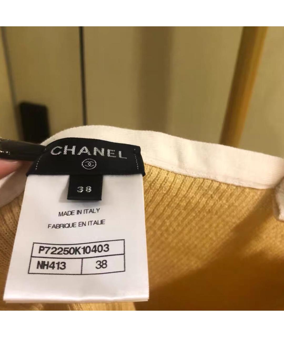 CHANEL Желтая хлопковая майка, фото 6