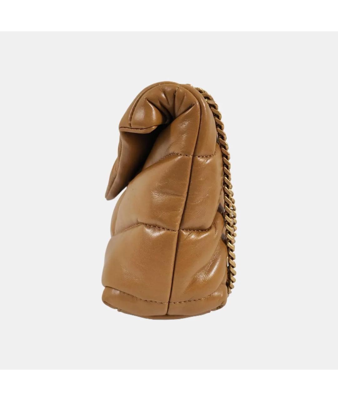 SAINT LAURENT Коричневая сумка через плечо из лакированной кожи, фото 2