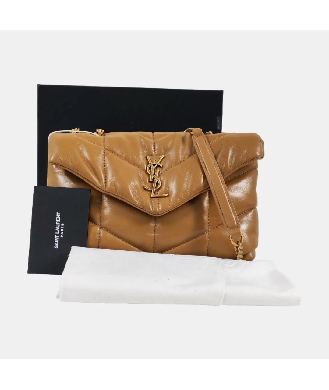 SAINT LAURENT Коричневая сумка через плечо из лакированной кожи, фото 7