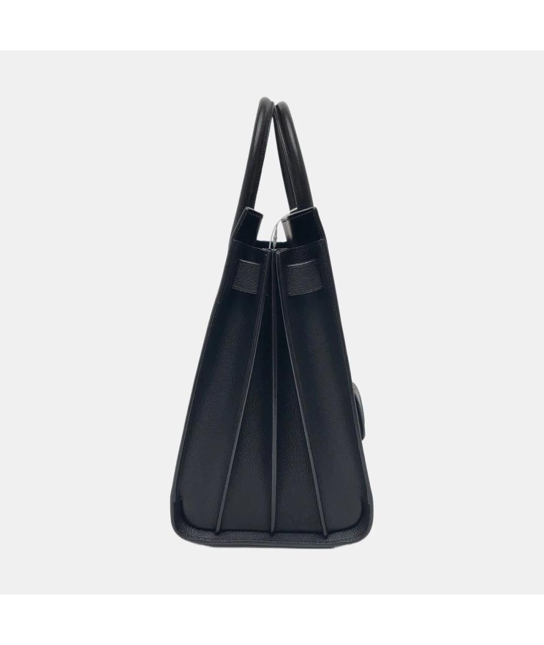 SAINT LAURENT Черная кожаная сумка тоут, фото 4