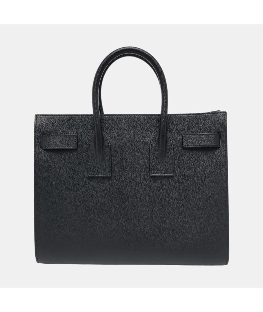 SAINT LAURENT Черная кожаная сумка тоут, фото 5