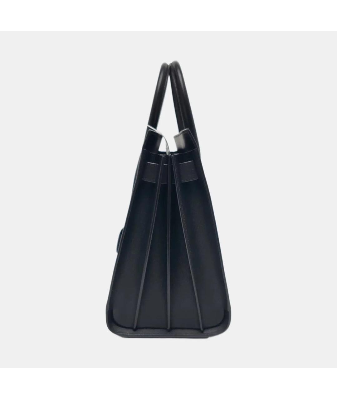 SAINT LAURENT Черная кожаная сумка тоут, фото 3