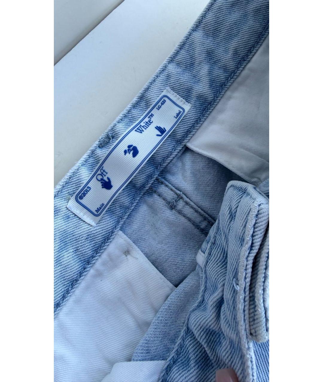 OFF-WHITE Голубые хлопковые прямые джинсы, фото 7