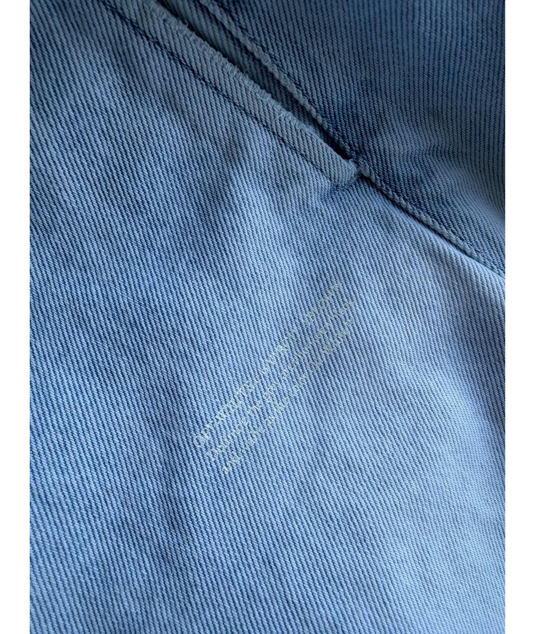 OFF-WHITE Голубые хлопковые прямые джинсы, фото 6