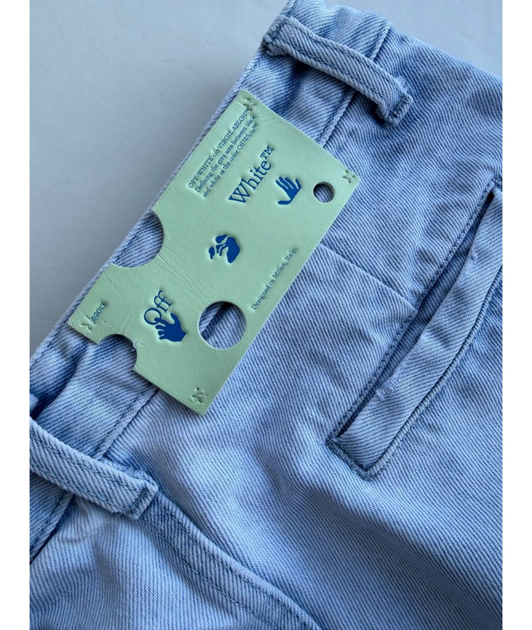 OFF-WHITE Голубые хлопковые прямые джинсы, фото 3
