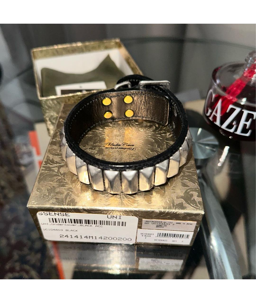 UNDERCOVER Черный кожаный браслет, фото 8