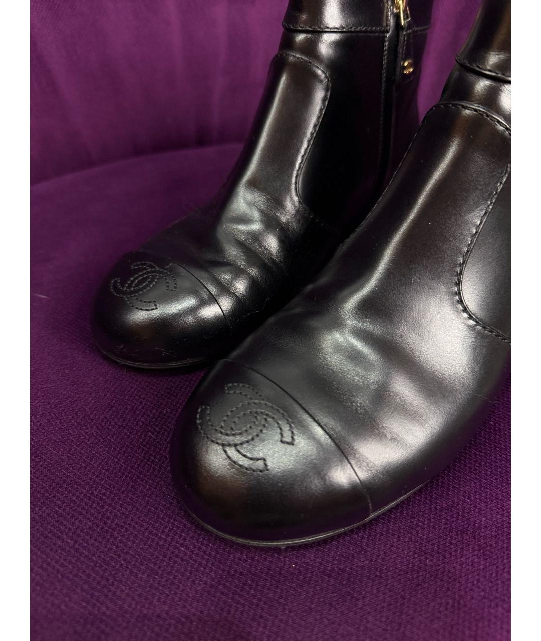 CHANEL Черные кожаные ботильоны, фото 6