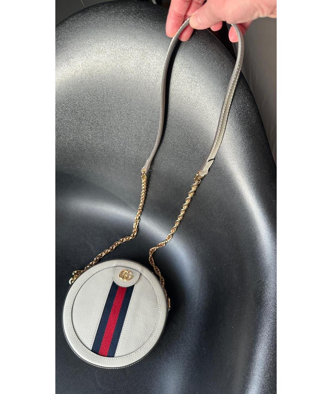 GUCCI Белая кожаная сумка через плечо, фото 5