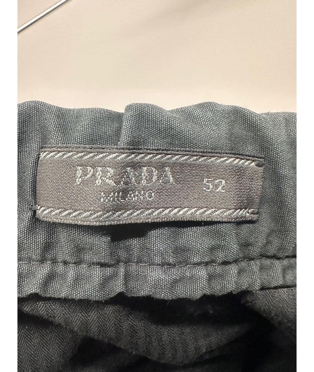 PRADA Черные хлопковые повседневные брюки, фото 2
