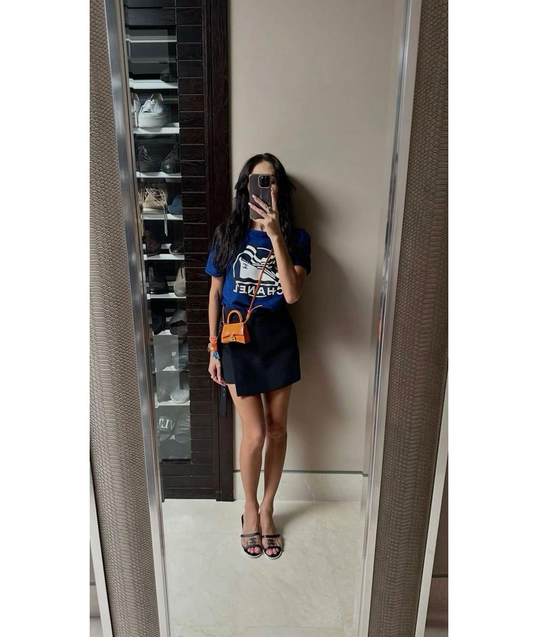 CHANEL Темно-синяя хлопковая футболка, фото 2