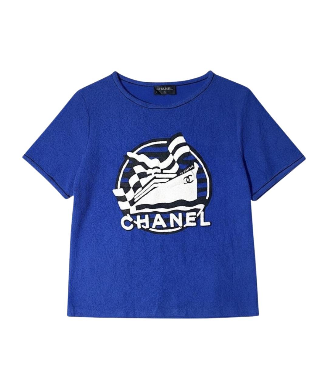 CHANEL Темно-синяя хлопковая футболка, фото 1