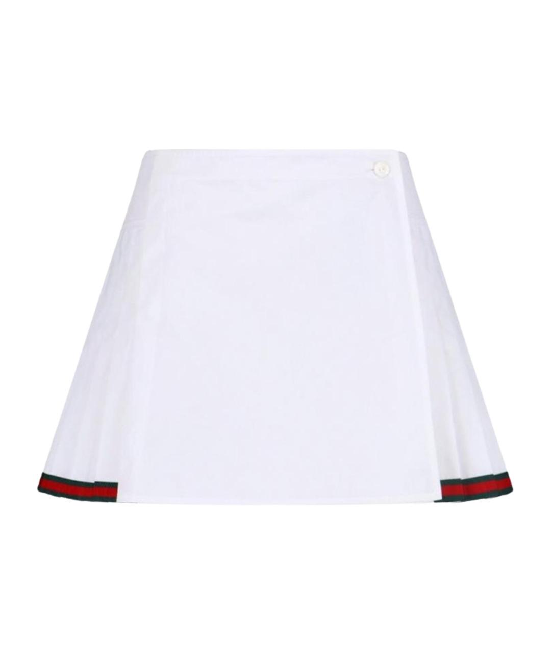 GUCCI Белая хлопковая юбка мини, фото 1