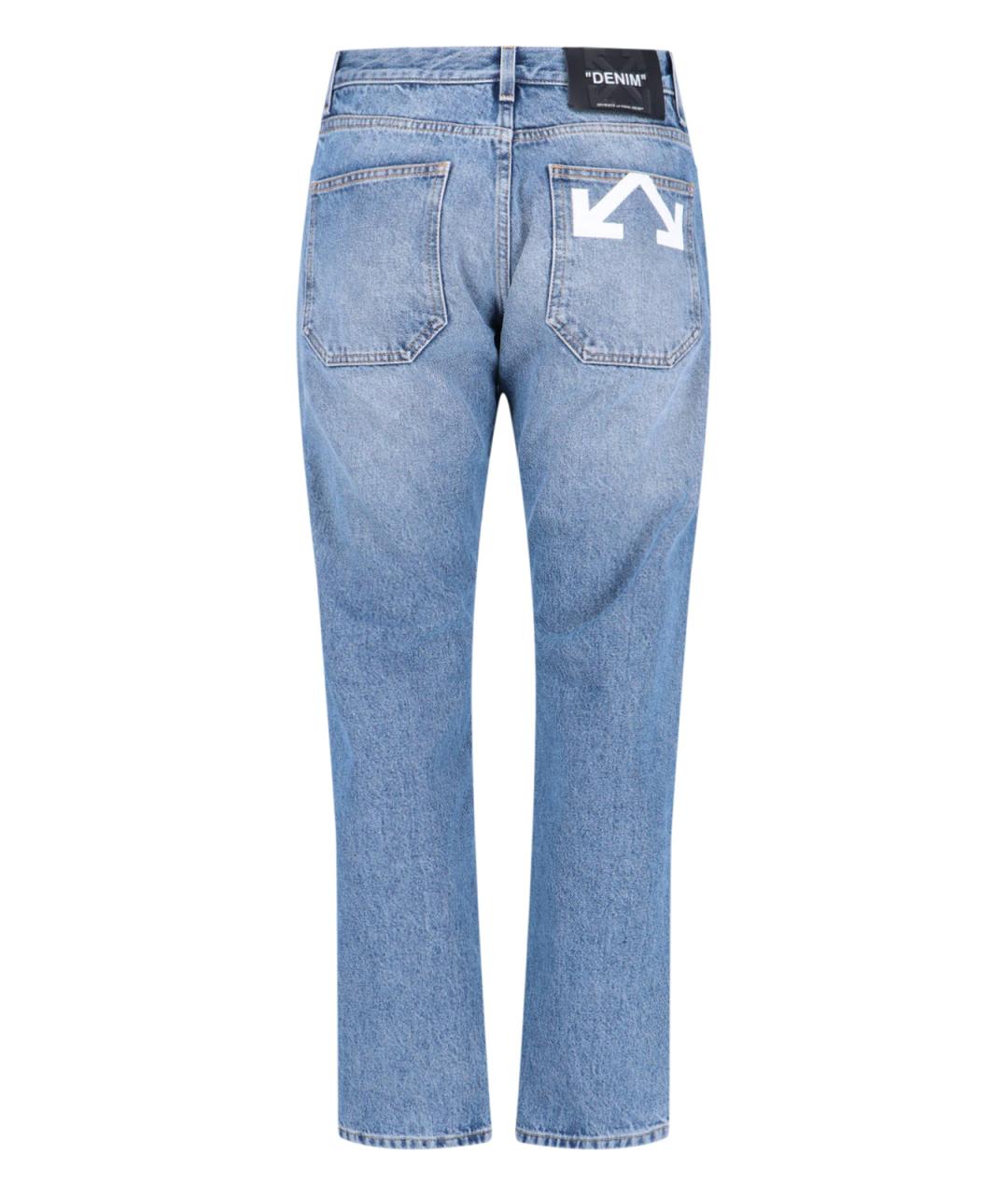OFF-WHITE Синие хлопковые прямые джинсы, фото 2