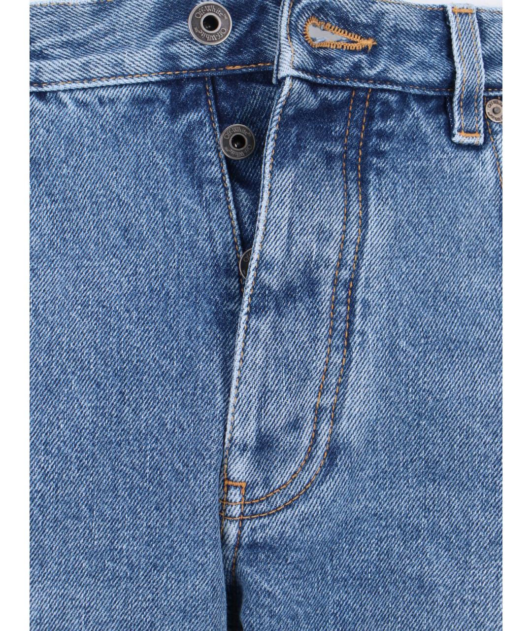 OFF-WHITE Синие хлопковые прямые джинсы, фото 5