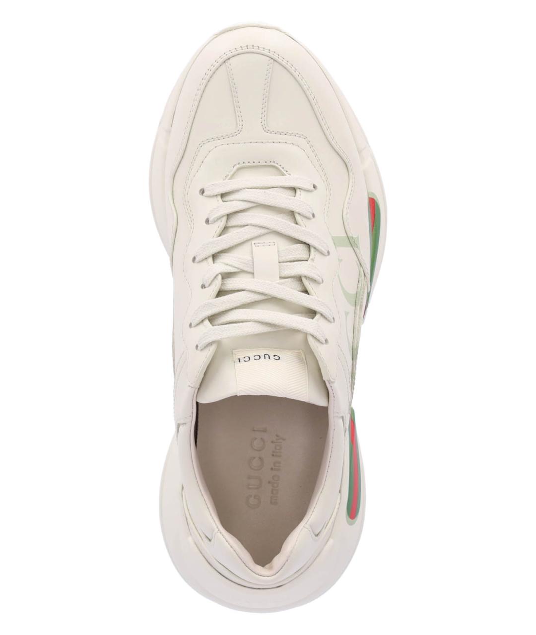 GUCCI Белые кожаные низкие кроссовки / кеды, фото 5