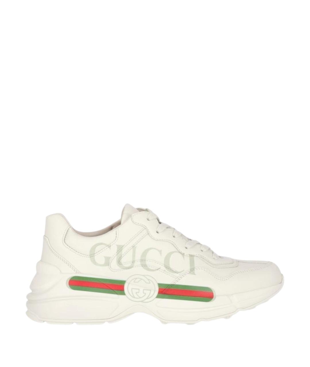 GUCCI Белые кожаные низкие кроссовки / кеды, фото 1