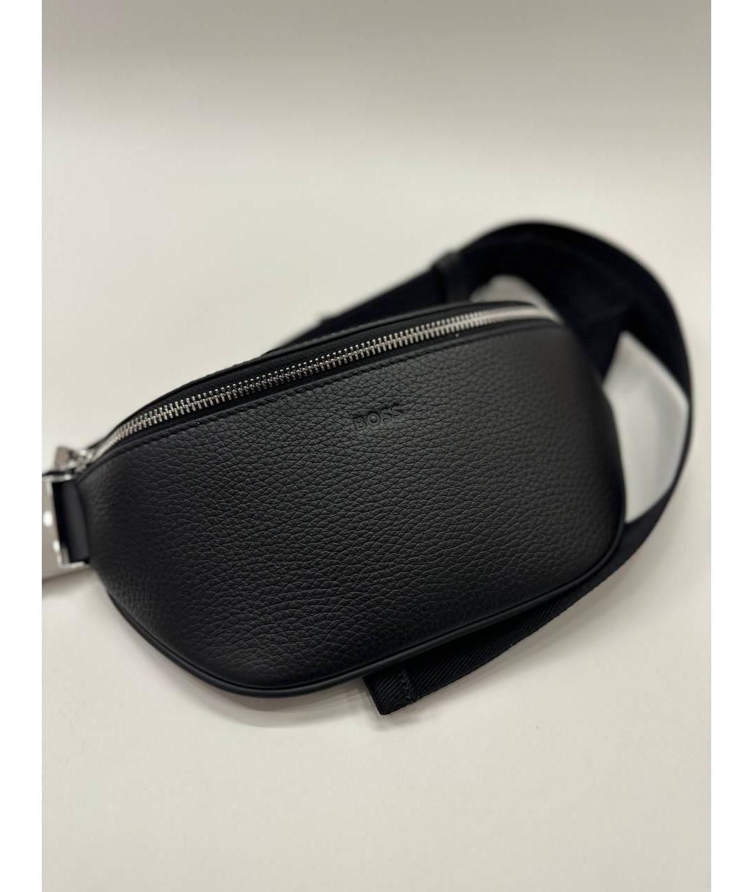 HUGO BOSS Черная кожаная поясная сумка, фото 2