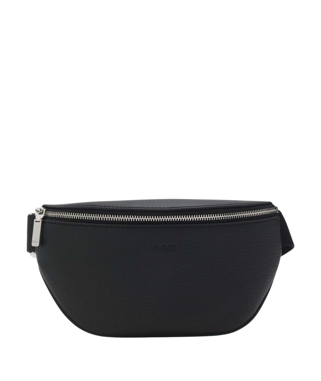 HUGO BOSS Черная кожаная поясная сумка, фото 1