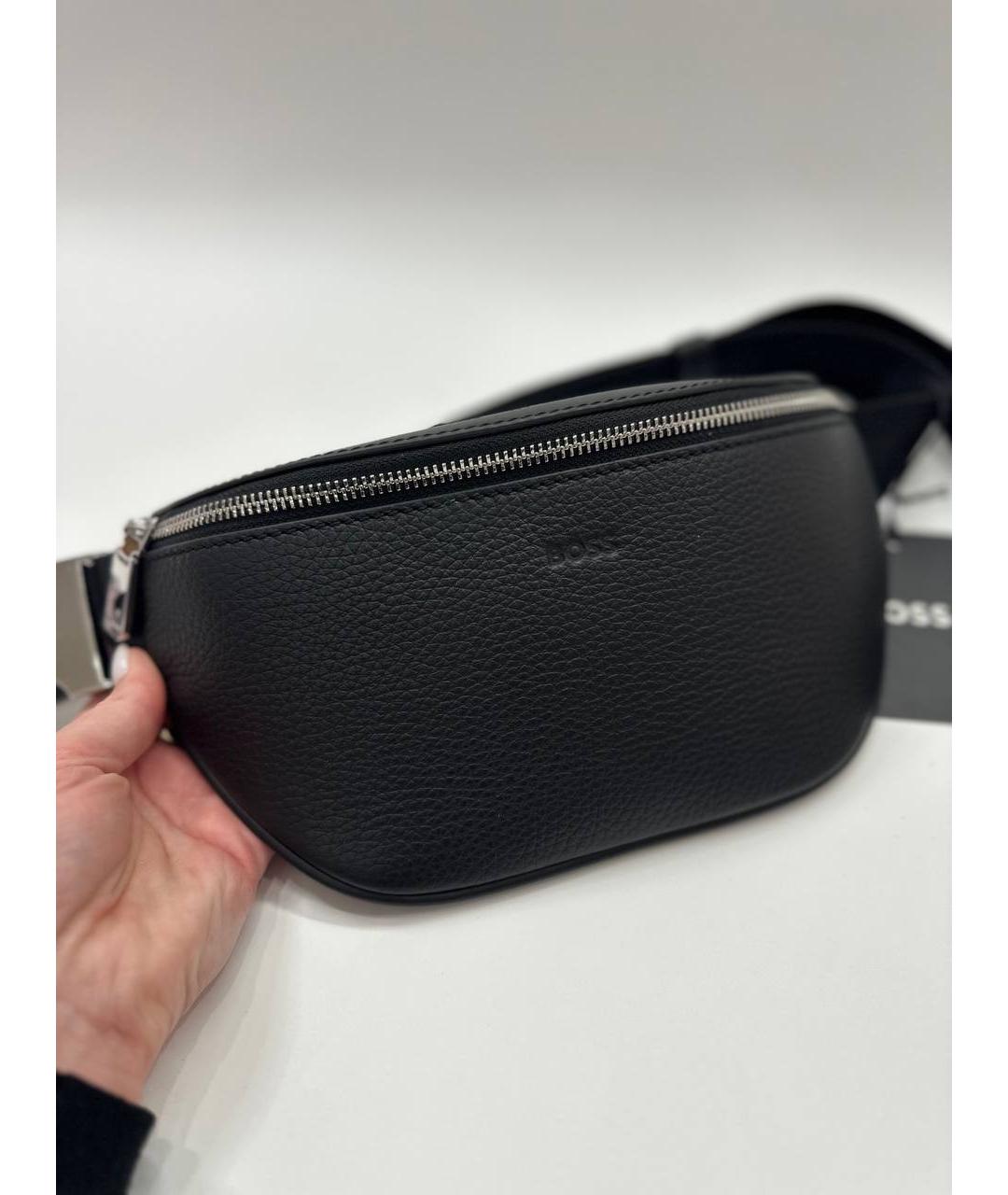 HUGO BOSS Черная кожаная поясная сумка, фото 6