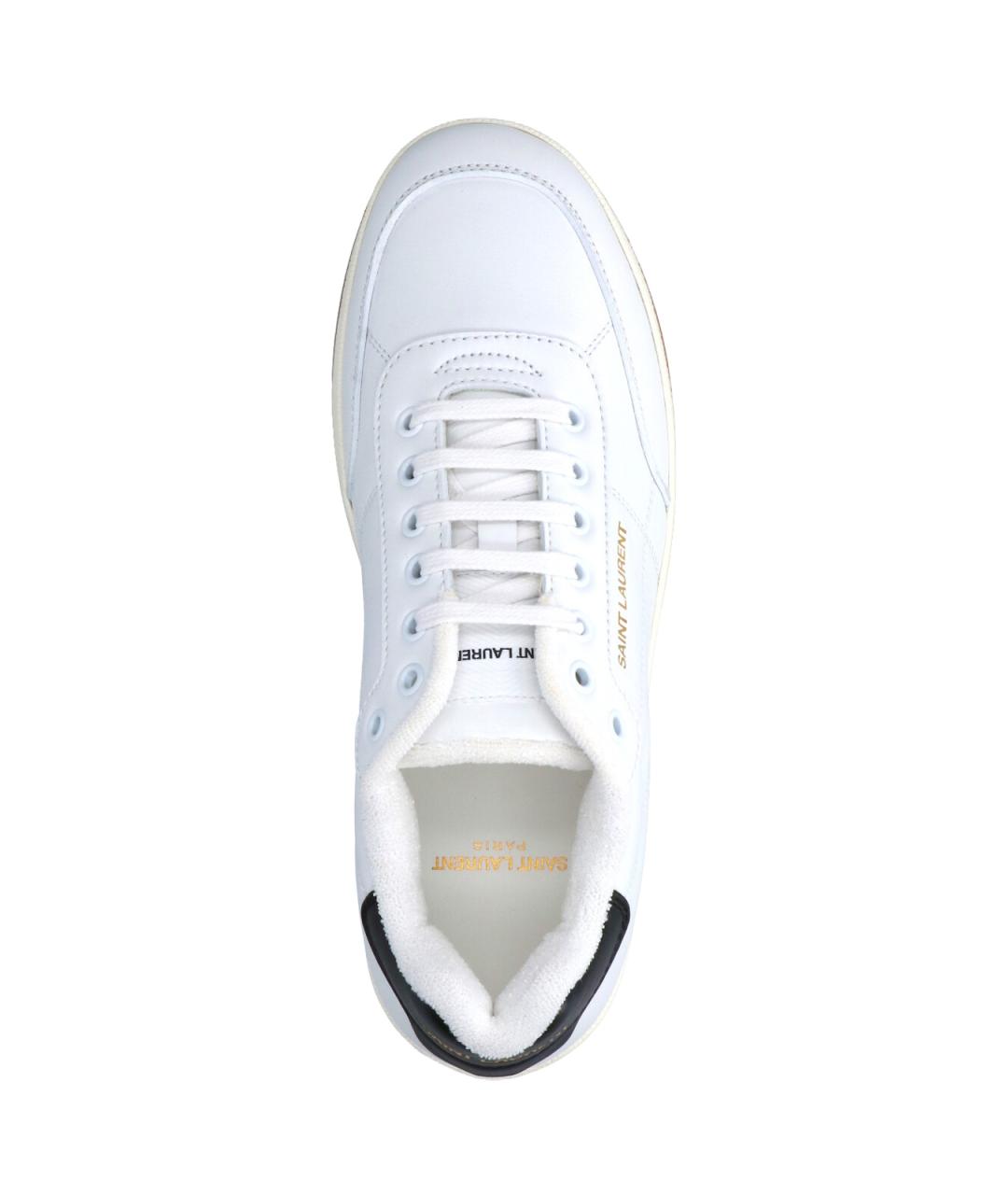 SAINT LAURENT Белые кожаные низкие кроссовки / кеды, фото 5