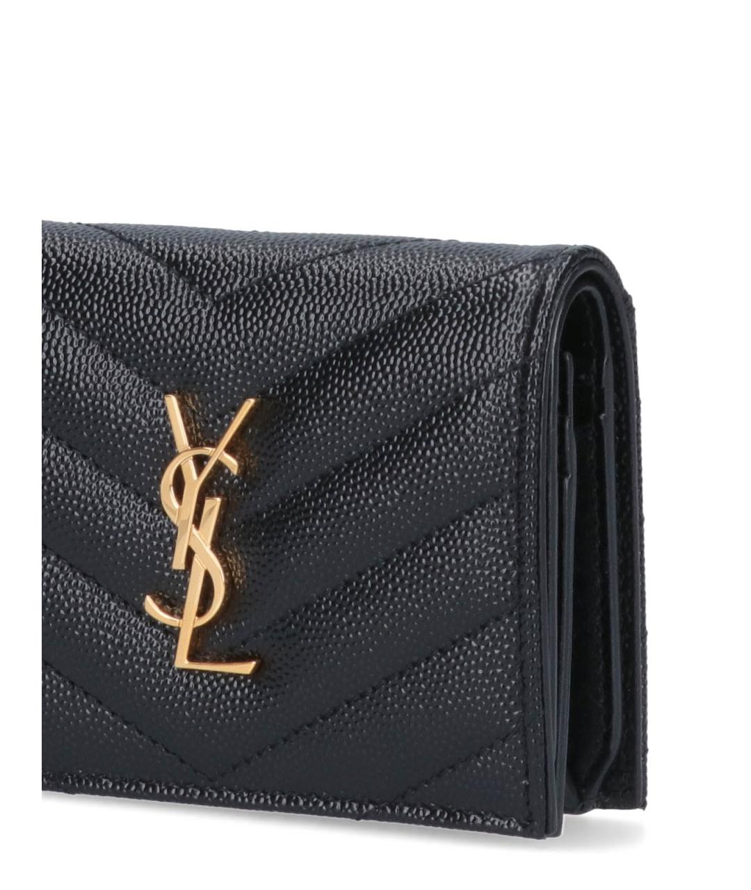 SAINT LAURENT Черный кожаный кошелек, фото 4
