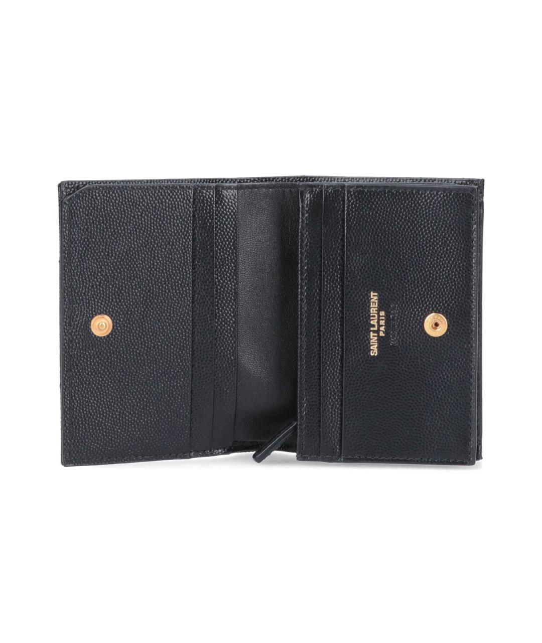 SAINT LAURENT Черный кожаный кошелек, фото 2