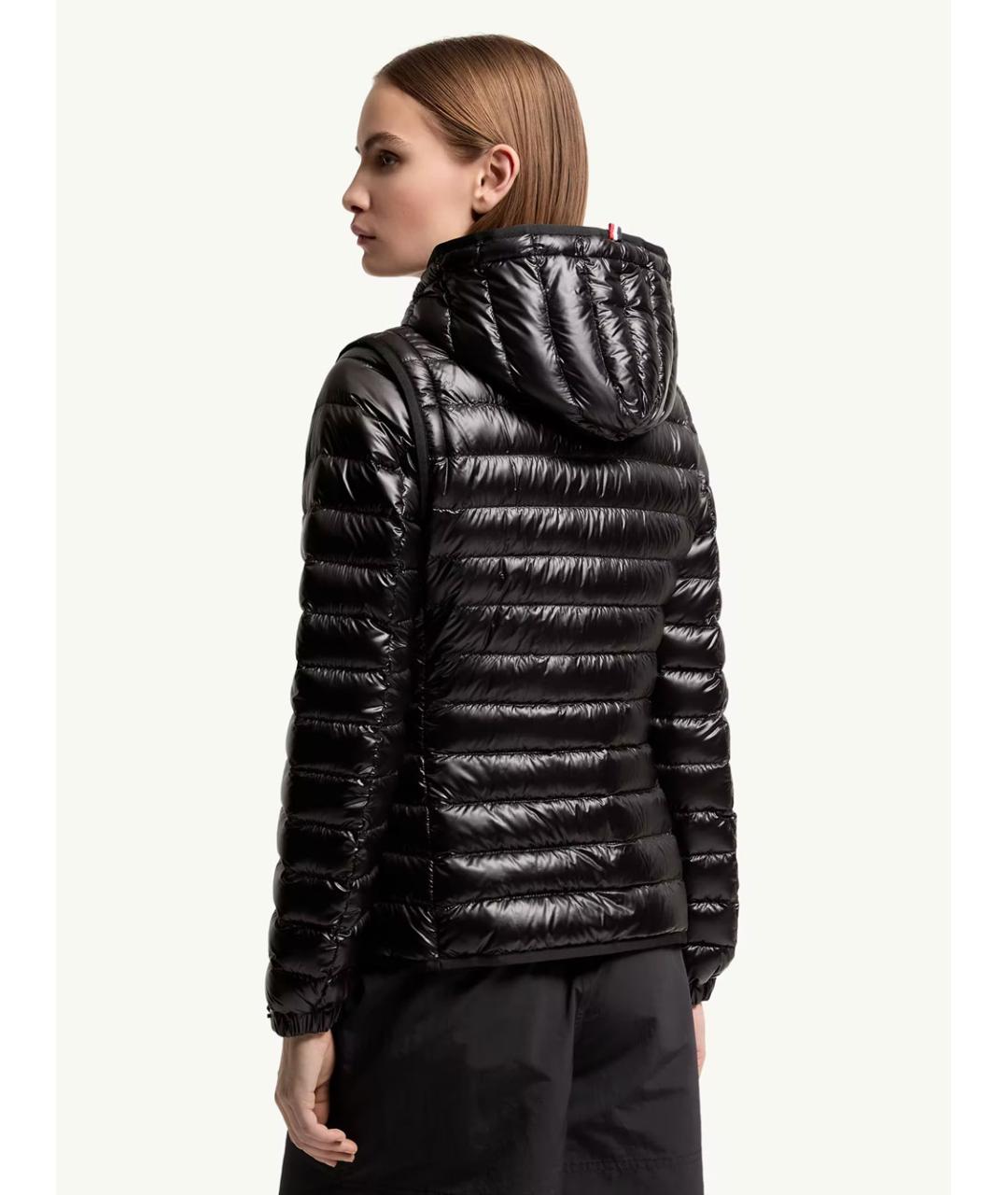 MONCLER Черный полиамидовый пуховик, фото 3