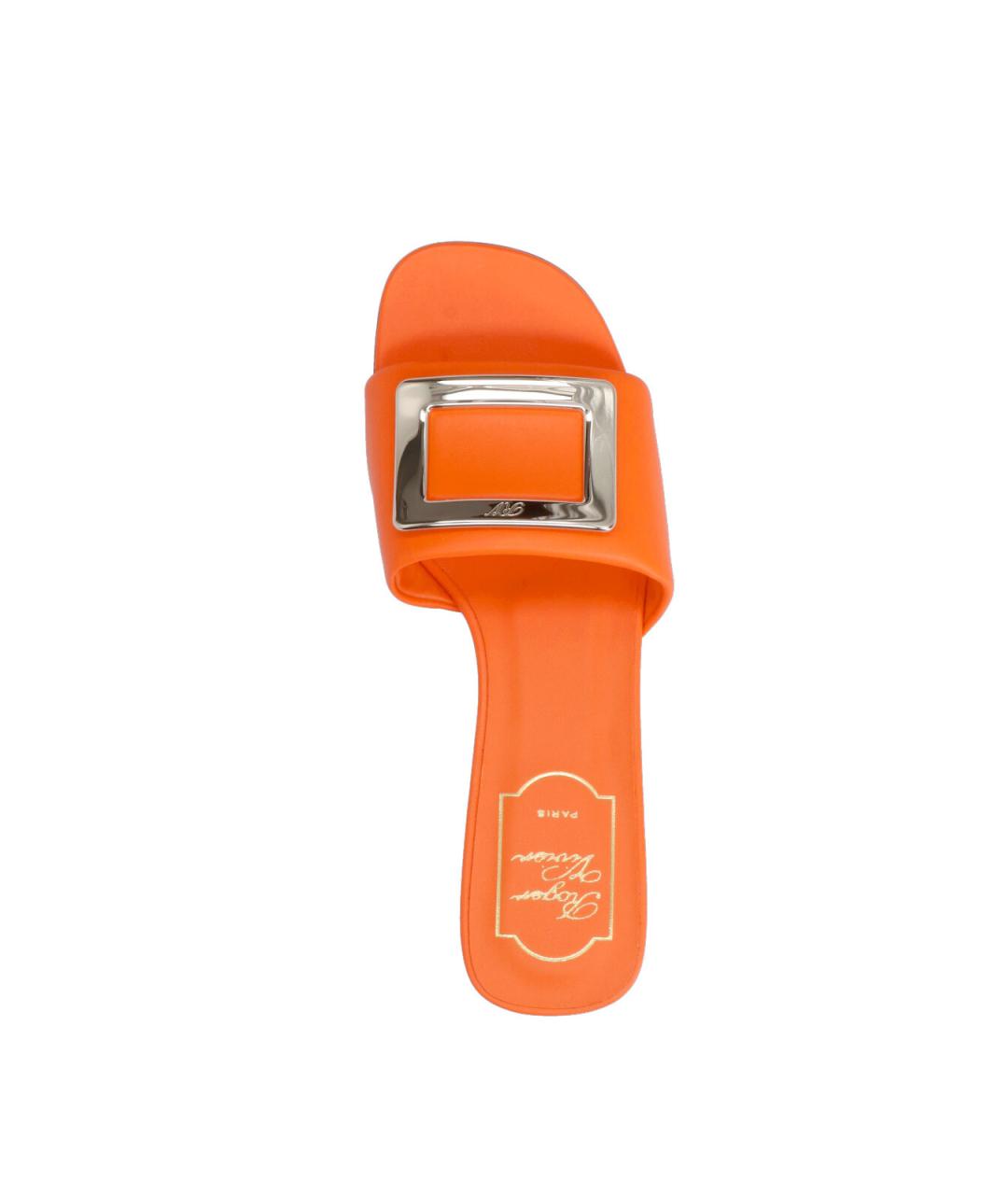 ROGER VIVIER Оранжевое кожаные шлепанцы, фото 5