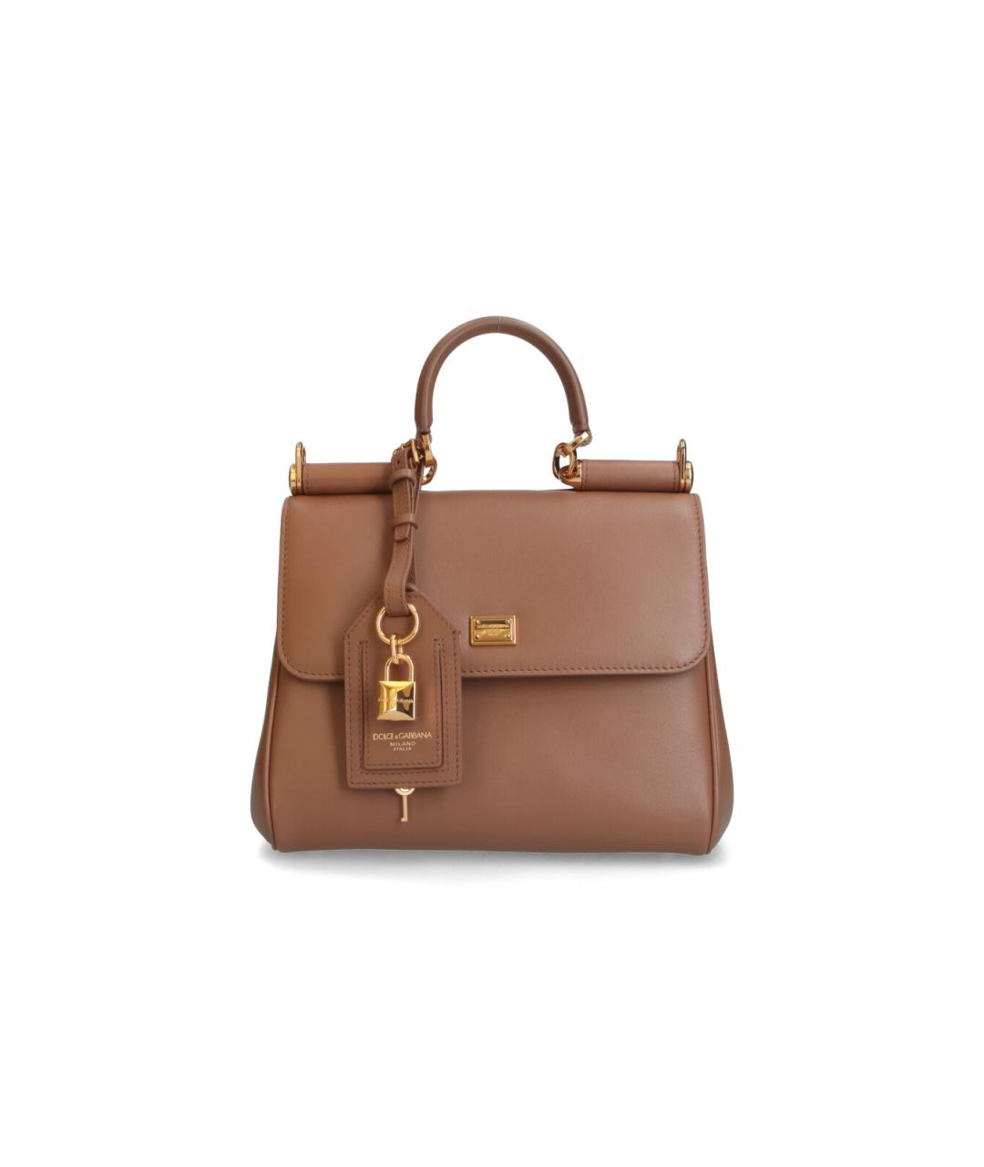 DOLCE&GABBANA Коричневая кожаная сумка тоут, фото 6